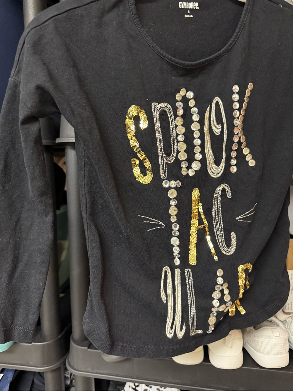 Gymboree Black Sequin Lettering Long Sleeve Tee